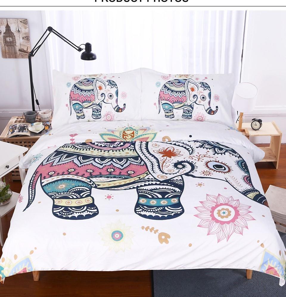 Default Rainbow Mandala Elephants3D Customized Duvet Cover Bedding Sets
