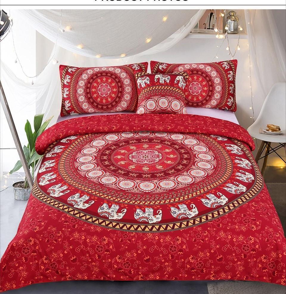 Default Red Mandala Elephant s3D Customized Duvet Cover Bedding Sets