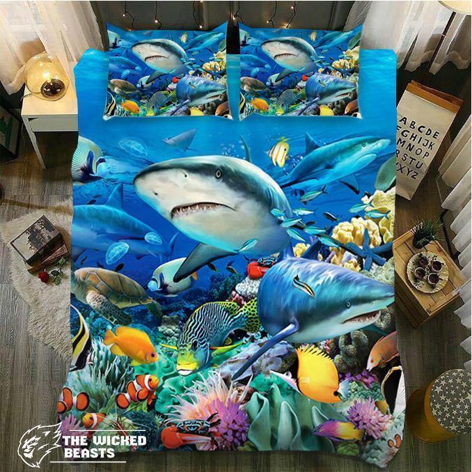 Default Reefharks3D Customized Duvet Cover Bedding Sets