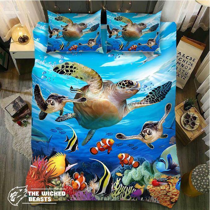 Default Turtle And Clownfish3D Customized Duvet Cover Bedding Sets