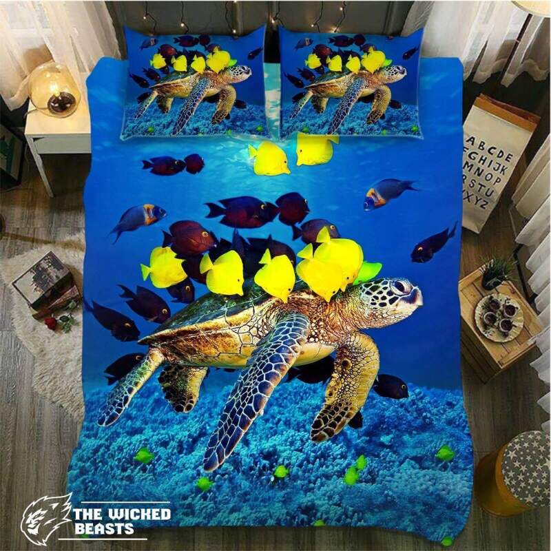 Default Turtle And Yellow Tangquad3D Customized Duvet Cover Bedding Sets