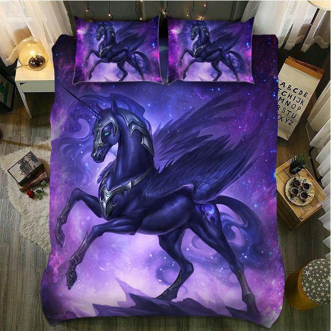 Default Warrior Unicorn Purple3D Customized Duvet Cover Bedding Sets