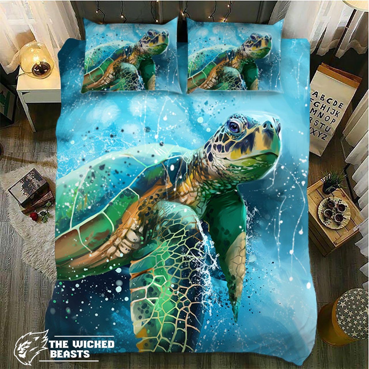 Default Watercolor Greenea Turtle3D Customized Duvet Cover Bedding Sets