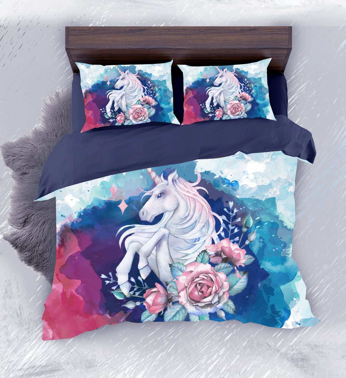 Default Watercolor Unicorn3D Customized Duvet Cover Bedding Sets
