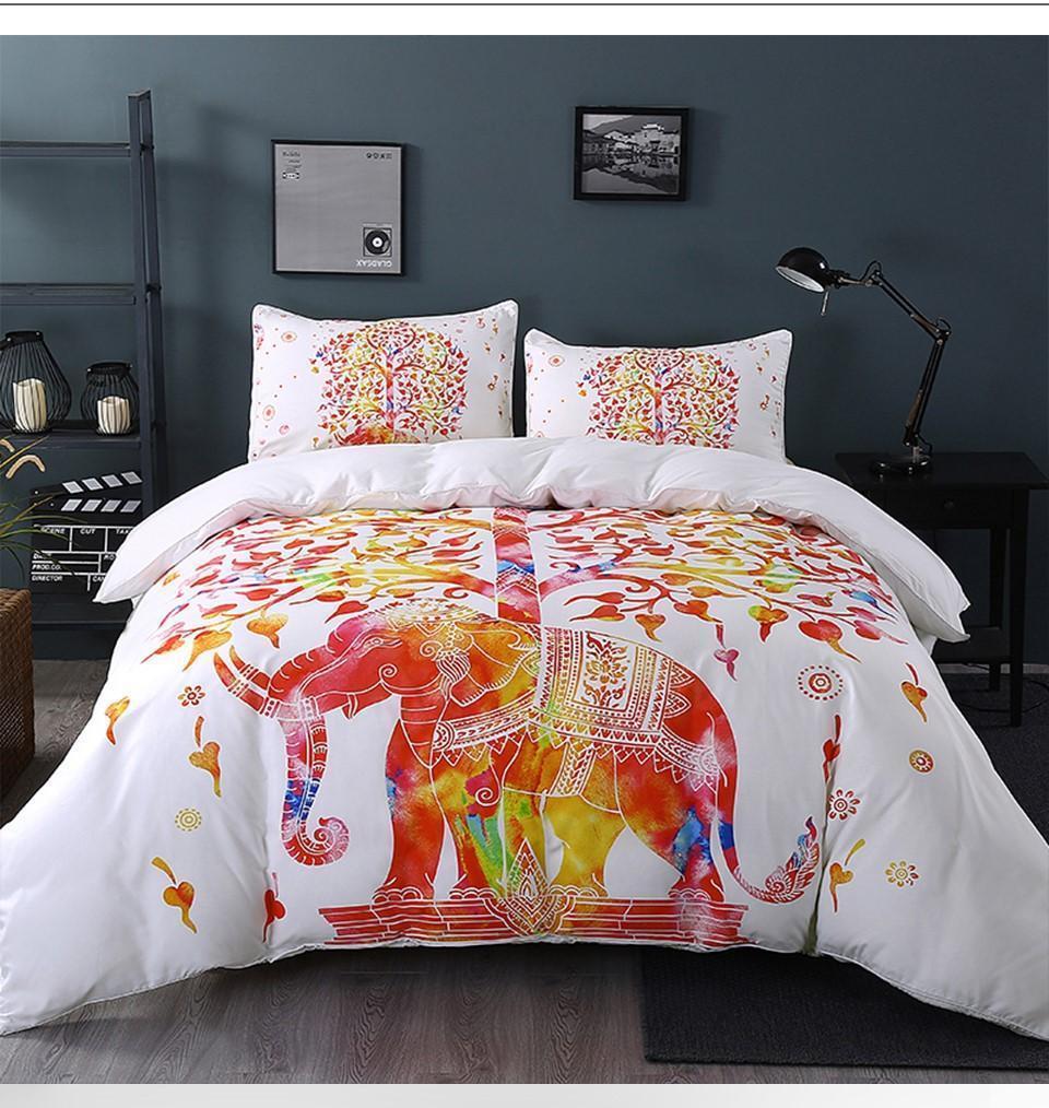 Default White And Red Elephant s3D Customized Duvet Cover Bedding Sets