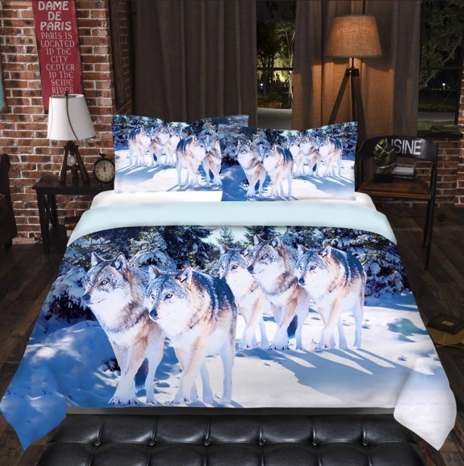 Default Winter Wolves3D Customized Duvet Cover Bedding Sets