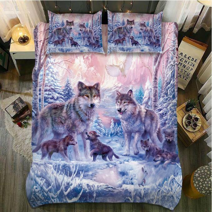 Default Wolf Family3D Customized Duvet Cover Bedding Sets