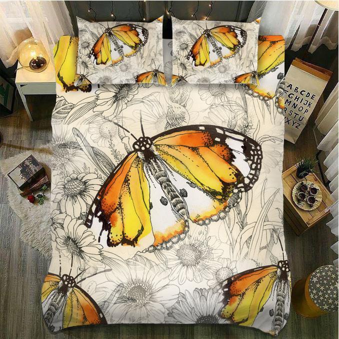 Default Yellow Autumn Butterfly3D Customized Duvet Cover Bedding Sets