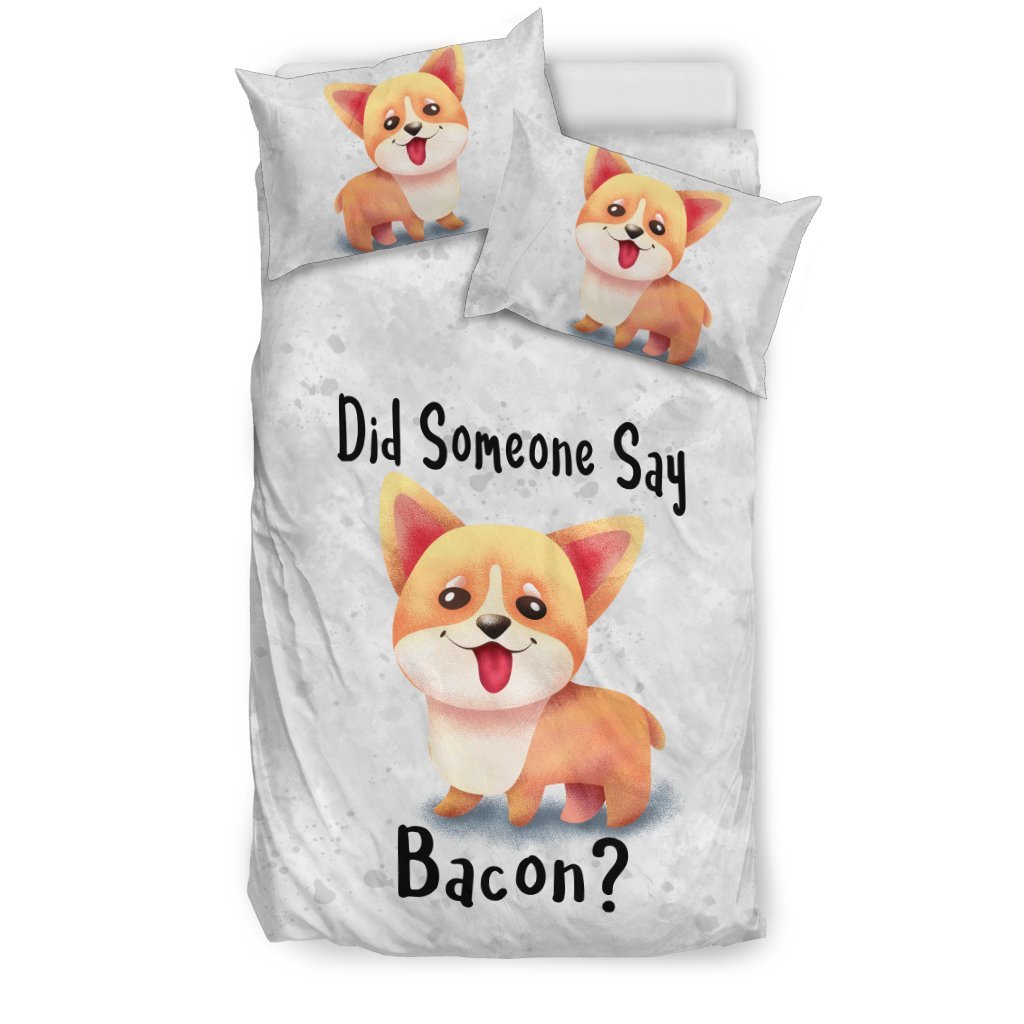 Didomeoneay Bacon Corgi Dog Beige Lining3D Customized Duvet Cover Bedding Sets