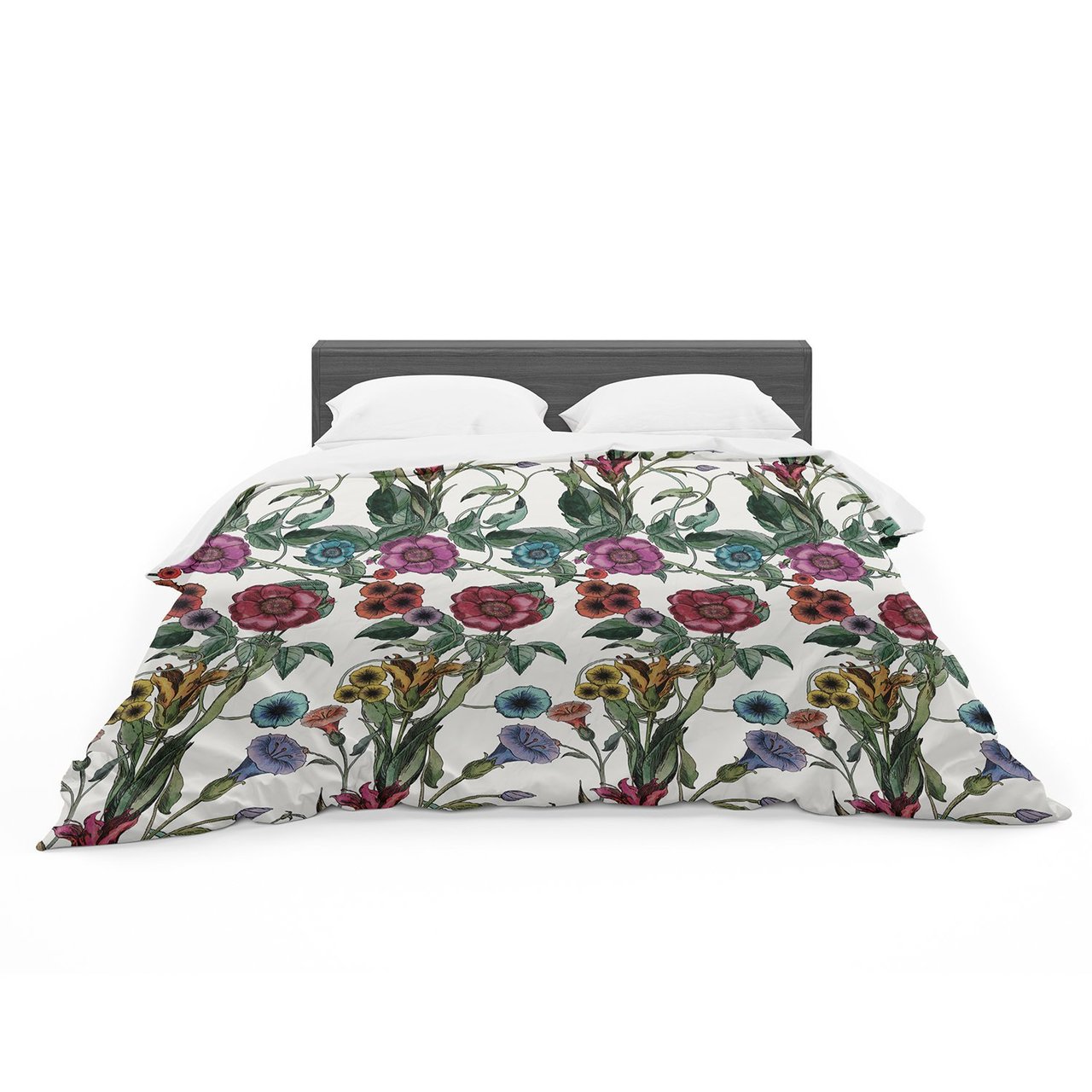 DLKG Design ‘Margaret’ White Green Featherweight3D Customized Duvet Cover Bedding Sets