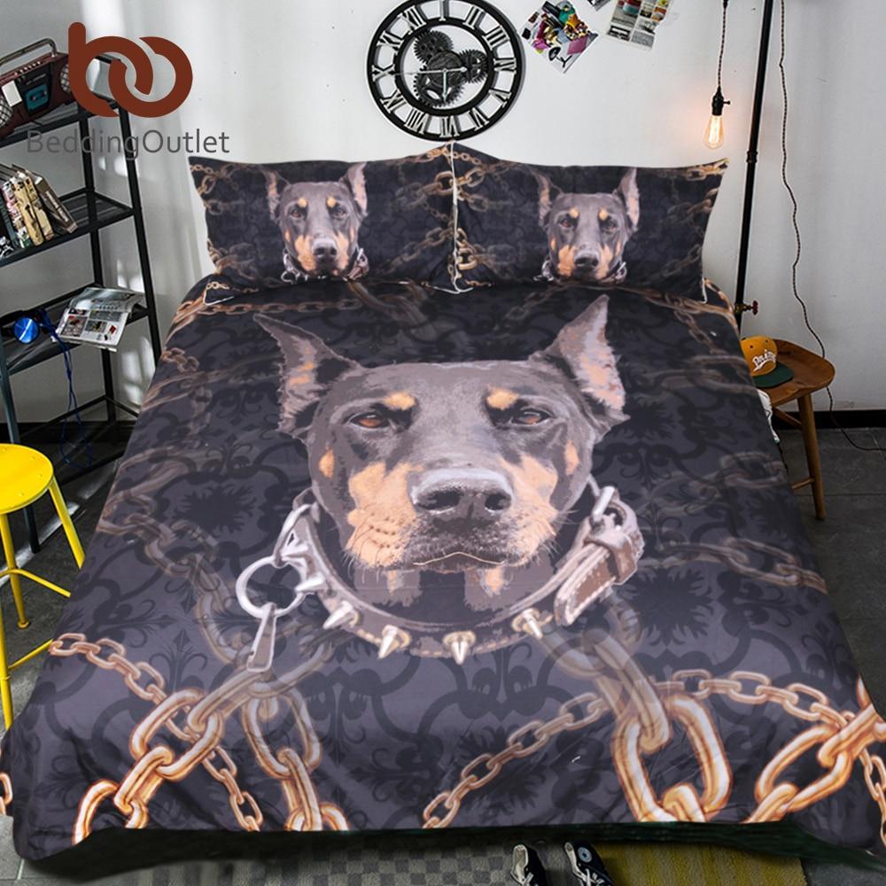 Doberman Chain 3D Printed Kids Boys Dog Black et Animal Bedclothes Home Textiles3D Customized Duvet Cover Bedding Sets