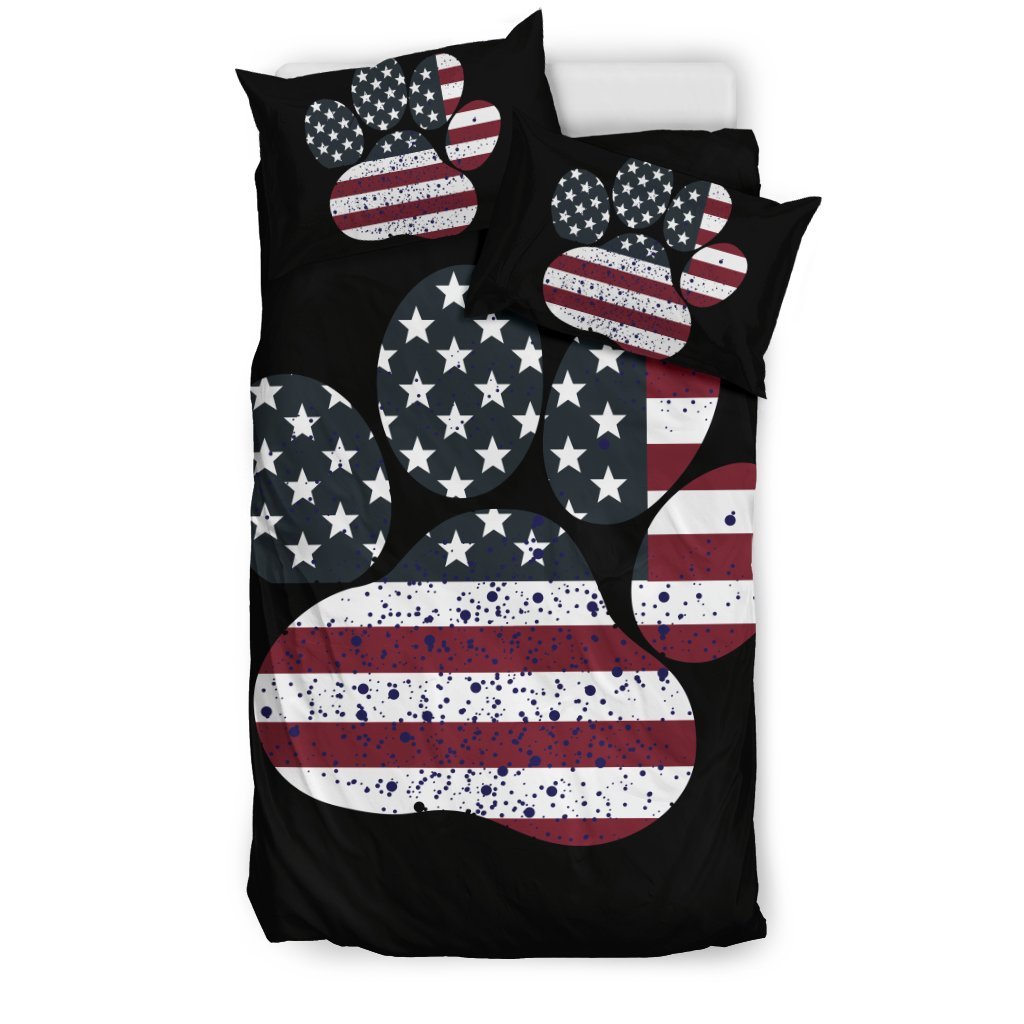 Dog Paw USA Flag 3D Customized Duvet Cover Bedding Sets