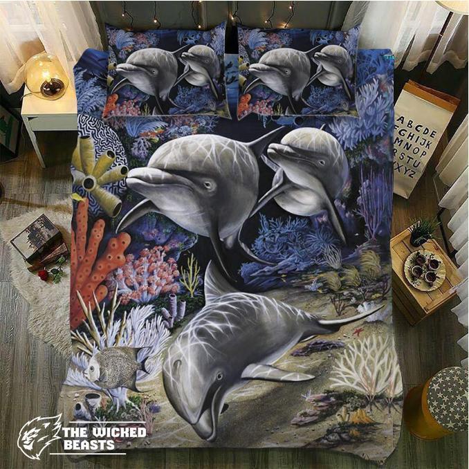 Dolphin Diving3D Customized Duvet Cover Bedding Sets