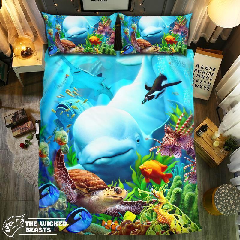 Dolphin Playing With Turtles3D Customized Duvet Cover Bedding Sets