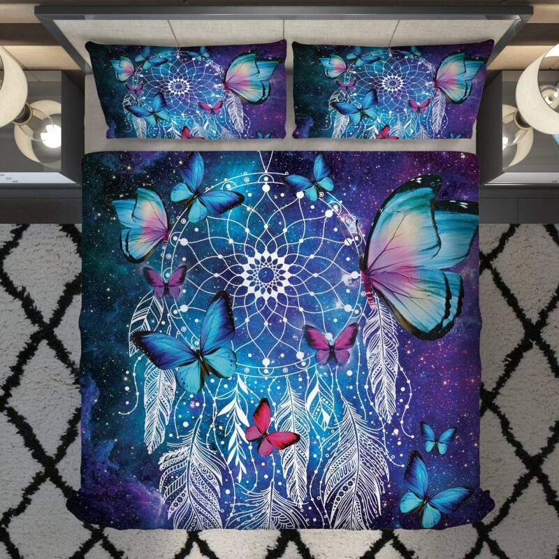 Dream Catcher Pink And Blue Butterfly3D Customized Duvet Cover Bedding Sets