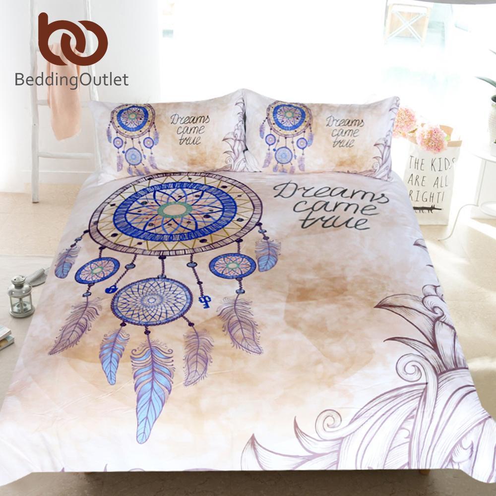 Dreamcatcher Queen Feathers Print Bohemian Bedclothes Dreams Come Ture Home Textiles3D Customized Duvet Cover Bedding Sets