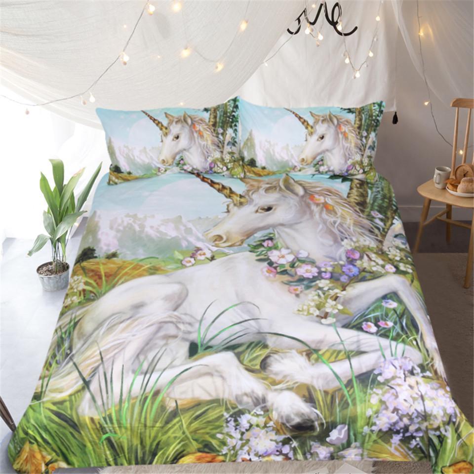 Dreamy Floral Unicorn ART HOP 3D Customized Duvet Cover Bedding Sets
