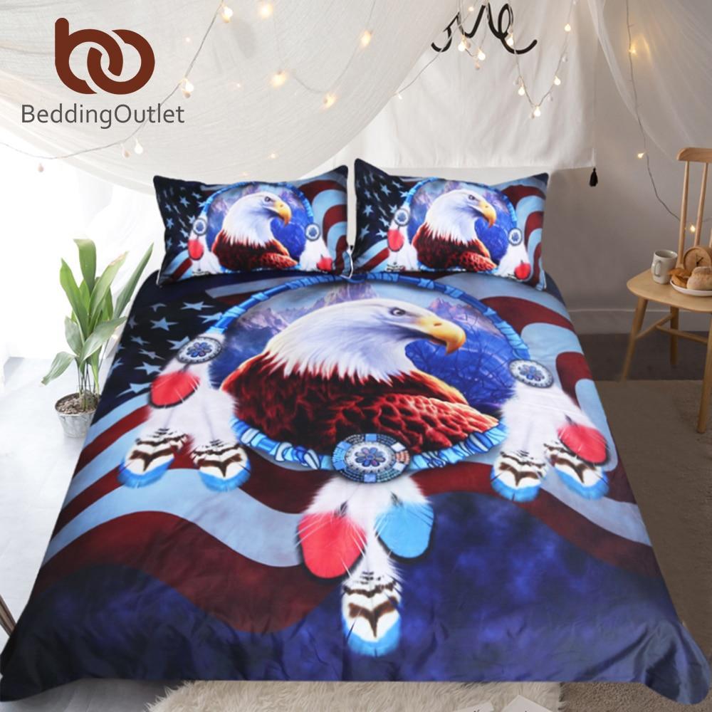 Eagle 3D Printed et for Adults Kids Dreamcatcher Bed Cover American Flag Bedclothes 3D Customized Duvet Cover Bedding Sets