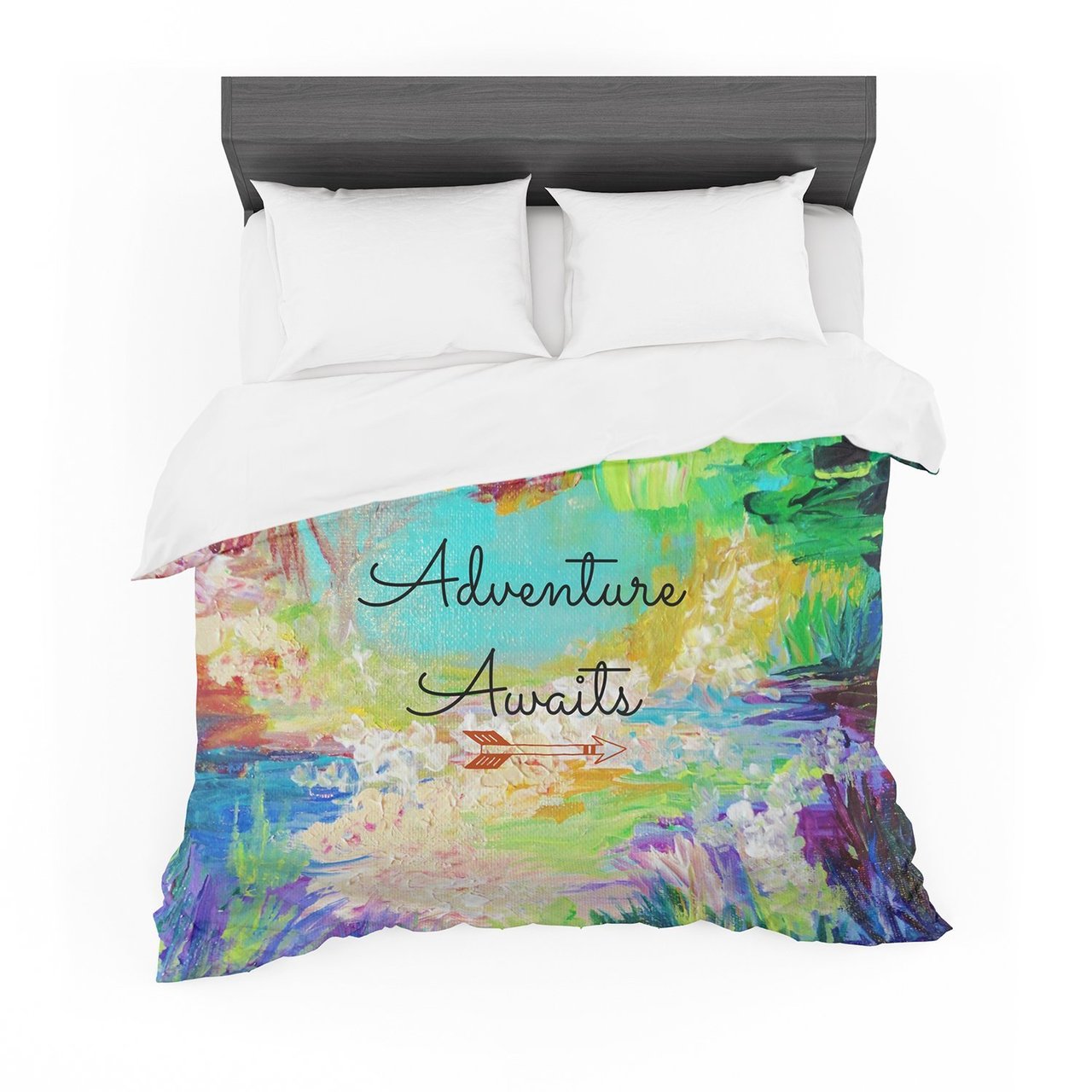 Ebi Emporium ‘Adventure Awaits’ Painting Typography Featherweight3D Customized Duvet Cover Bedding Sets