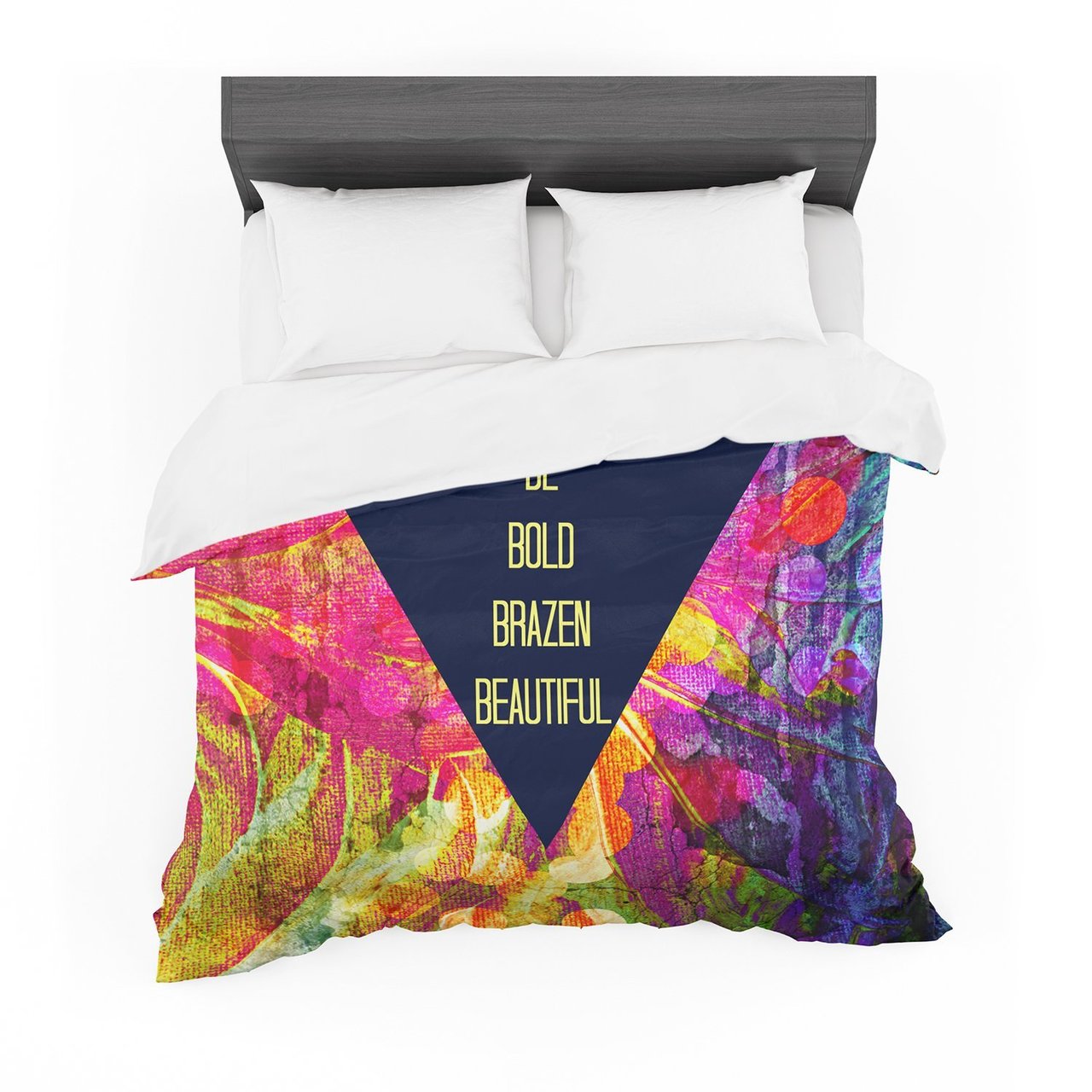 Ebi Emporium ‘Be Bold Brazen Beautiful’ Pink Rainbow Featherweight3D Customized Duvet Cover Bedding Sets