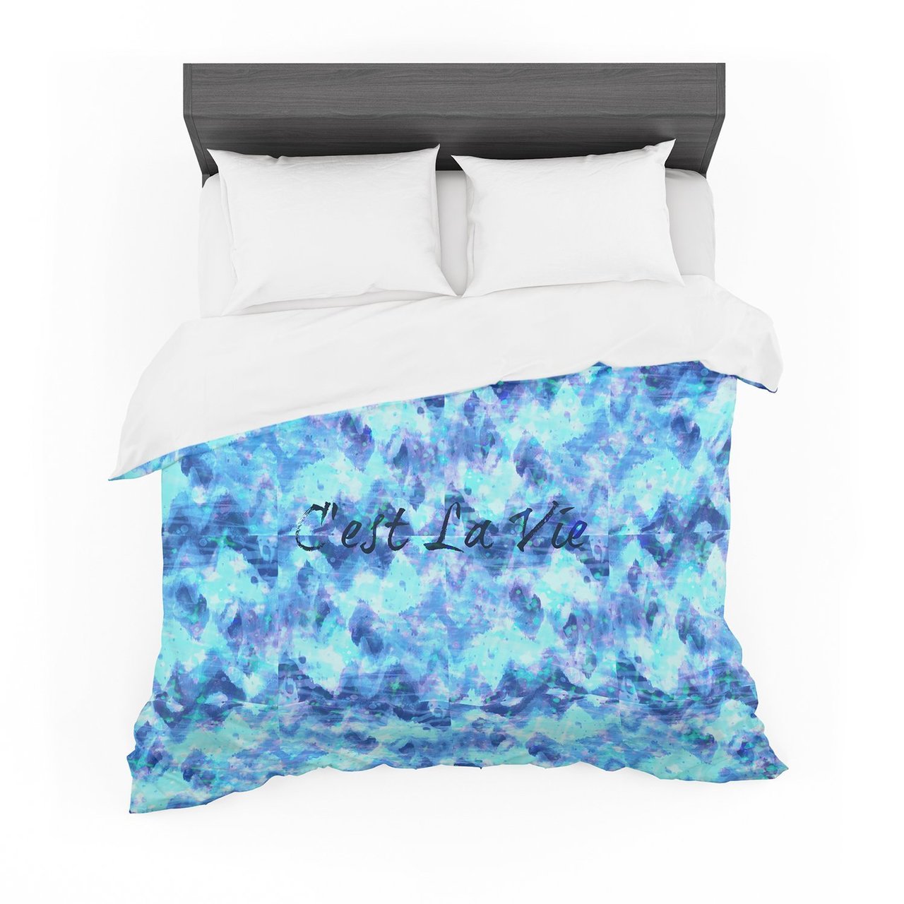 Ebi Emporium ‘C’est La Vie Revisited’ Blue Aqua Featherweight3D Customized Duvet Cover Bedding Sets