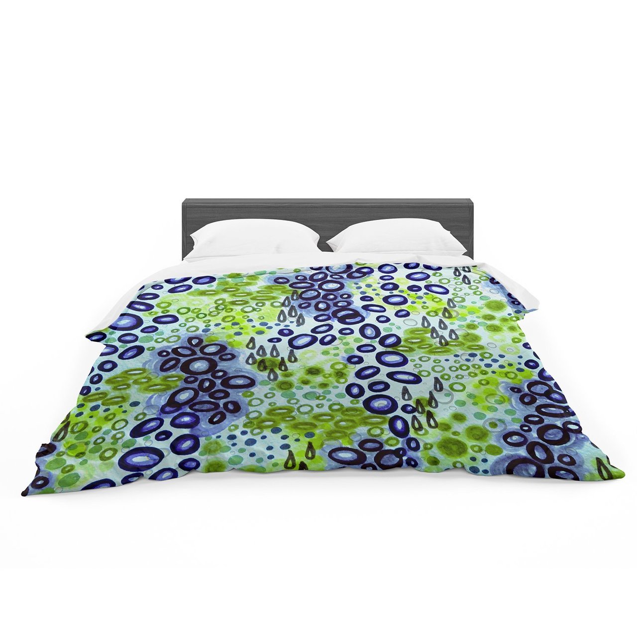 Ebi Emporium ‘Circular Persuasion Blue Green’ Aqua Turquoise Featherweight3D Customized Duvet Cover Bedding Sets