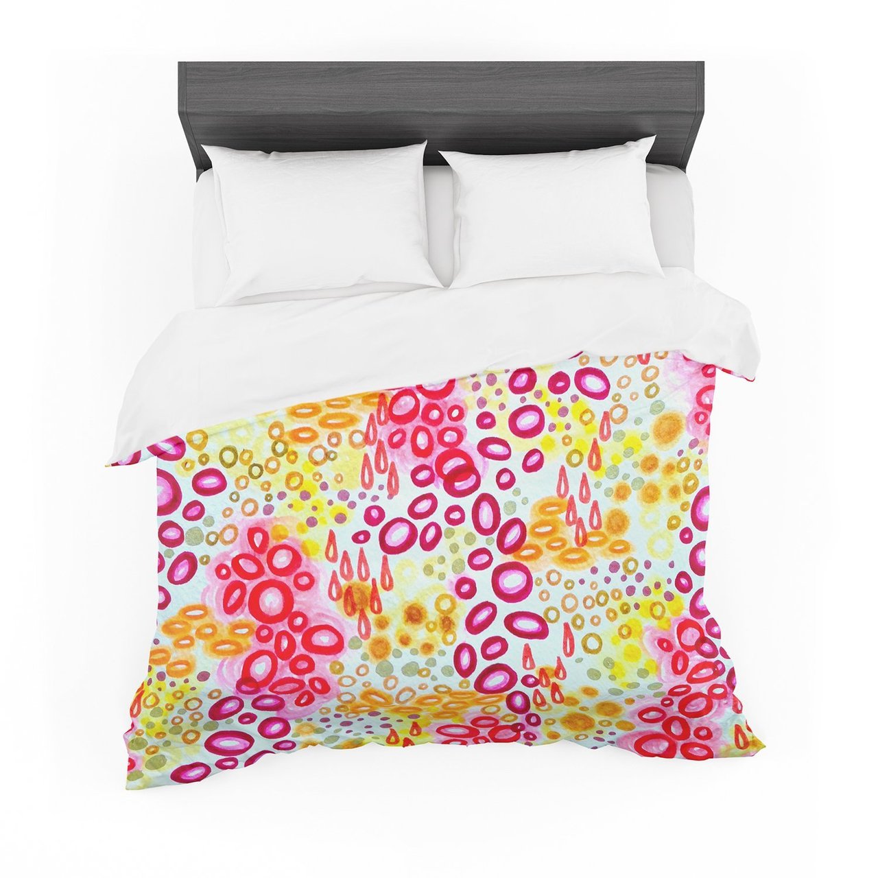 Ebi Emporium ‘Circular Persuasion Pink Yellow’ Magenta Featherweight3D Customized Duvet Cover Bedding Sets