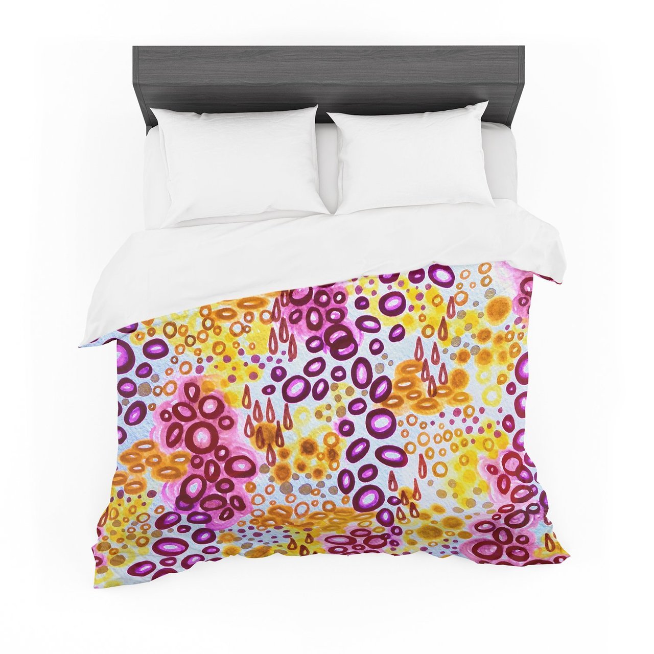 Ebi Emporium ‘Circular Persuasion Purple’ Yellow Pink Featherweight3D Customized Duvet Cover Bedding Sets