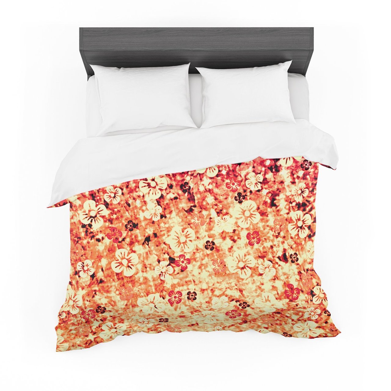 Ebi Emporium ‘Flower Power in Orange’ Red Floral Featherweight3D Customized Duvet Cover Bedding Sets