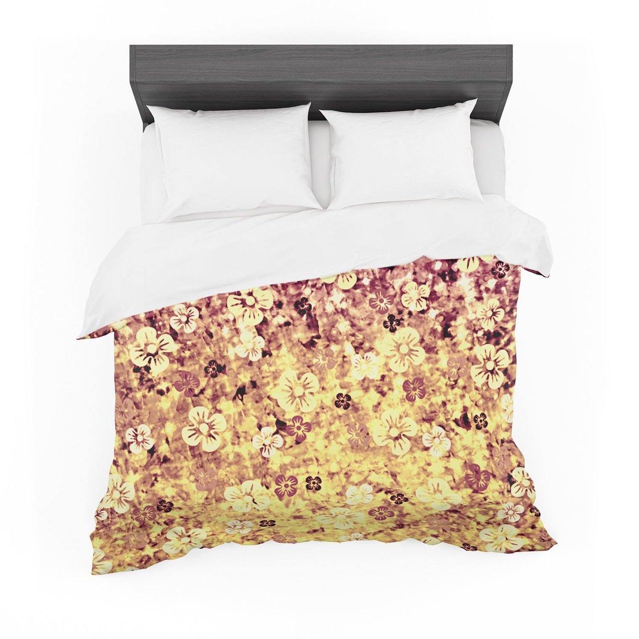 Ebi Emporium ‘Flower Power in Yellow’ Orange Glitter Featherweight3D Customized Duvet Cover Bedding Sets