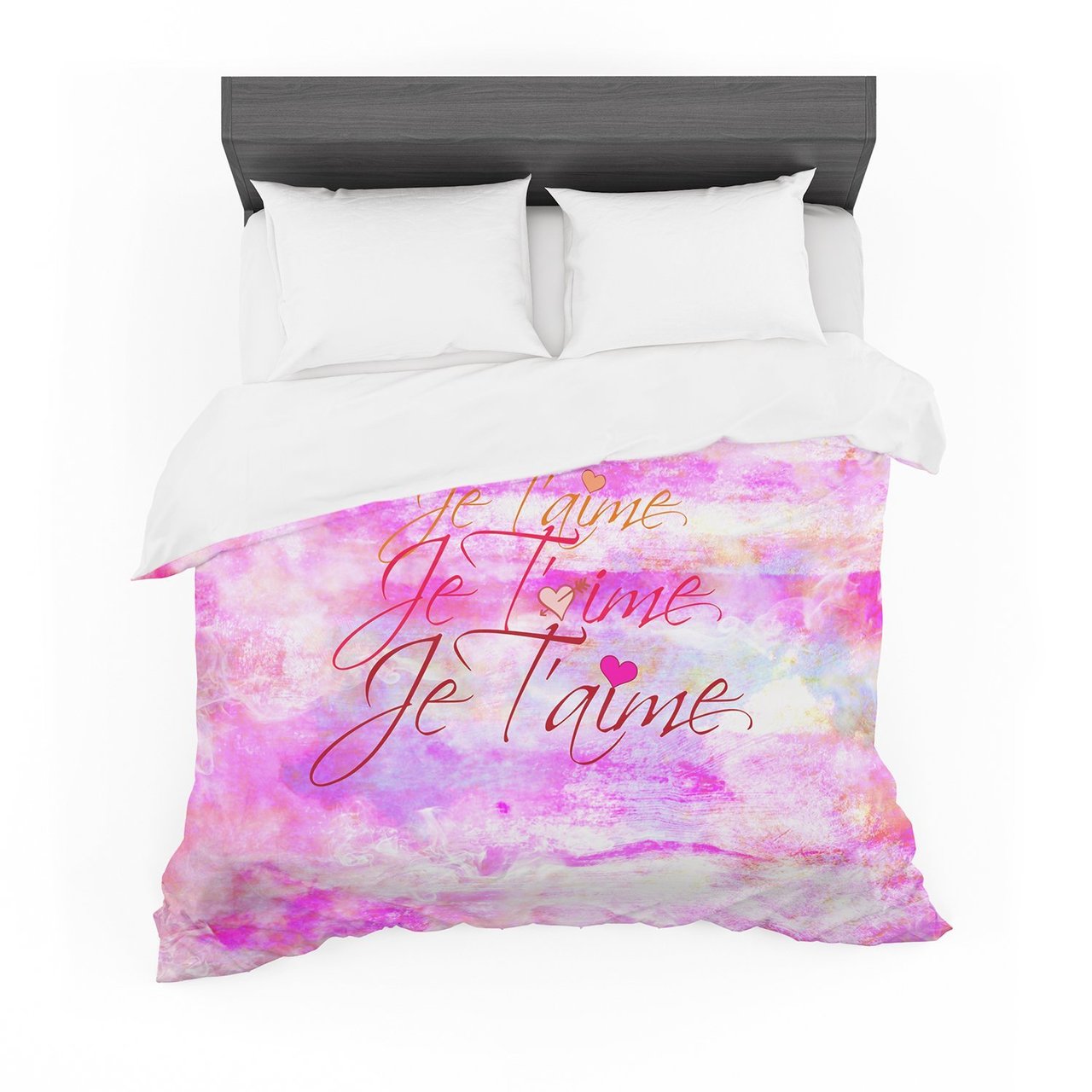 Ebi Emporium ‘Je T’aime II’ Abstract Pink Featherweight3D Customized Duvet Cover Bedding Sets