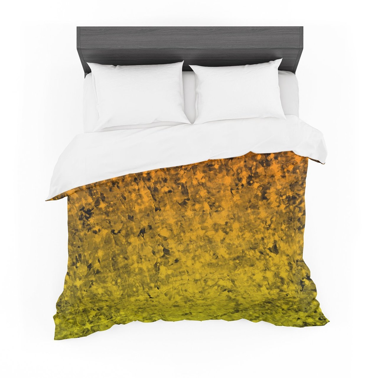 Ebi Emporium ‘Romance Me in Tangerine’ Gold Glitter Featherweight3D Customized Duvet Cover Bedding Sets