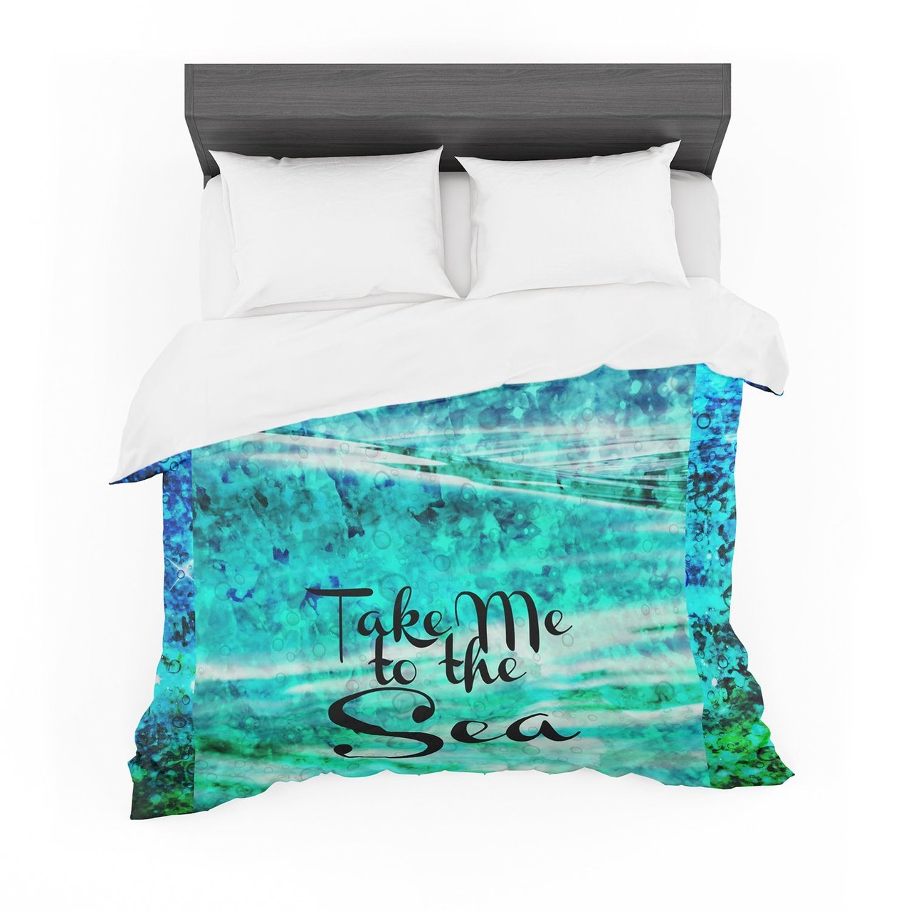 Ebi Emporium ‘Take Me to theea’ Aqua Glitter Featherweight3D Customized Duvet Cover Bedding Sets