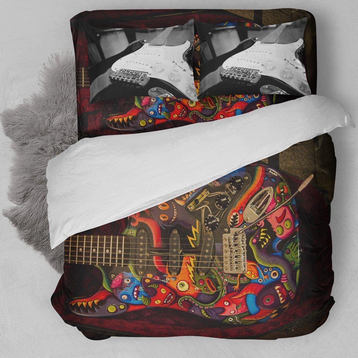 Electric Guitar Abstract Artwork Bedding Set