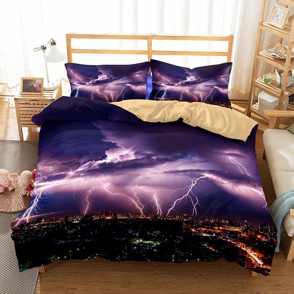 Electricaltorm Over City 3D Customized Duvet Cover Bedding Sets