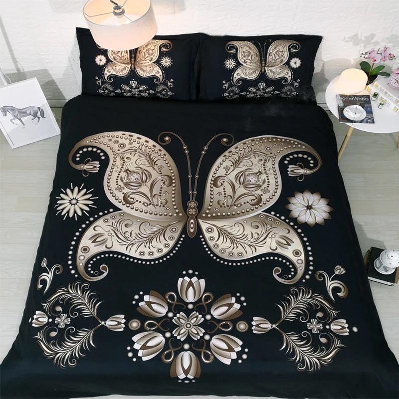 Elegant Golden Butterfly 3D Customized Duvet Cover Bedding Sets