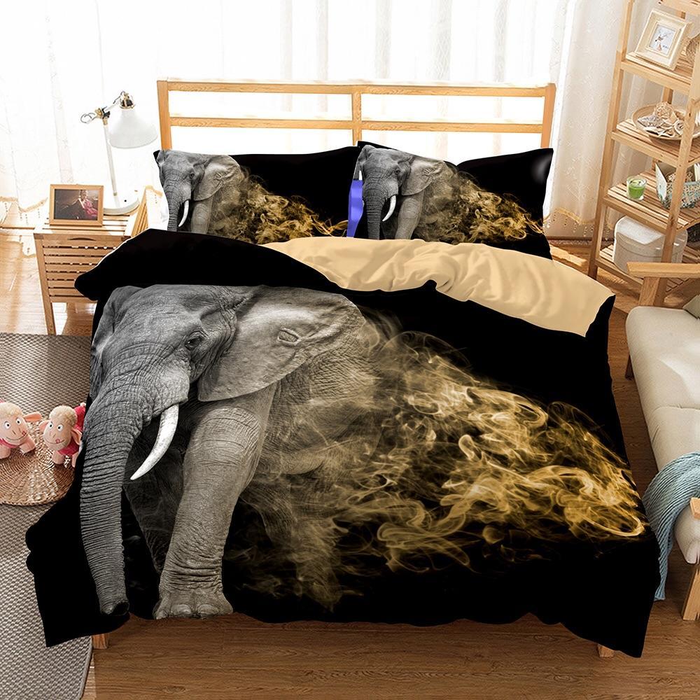 Elephant Out Of Themoke 3D Customized Duvet Cover Bedding Sets