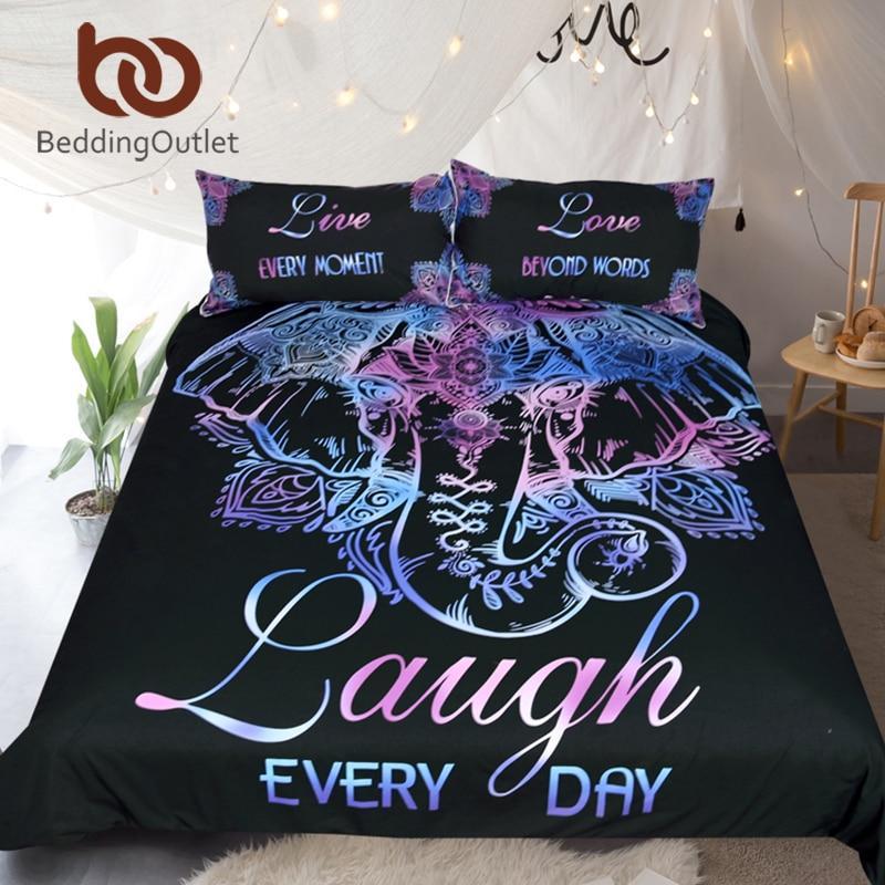 Elephant Queenize ingle Double Lotus Flower Bed Cover Bohemian Floral Bedclothes 3D Customized Duvet Cover Bedding Sets