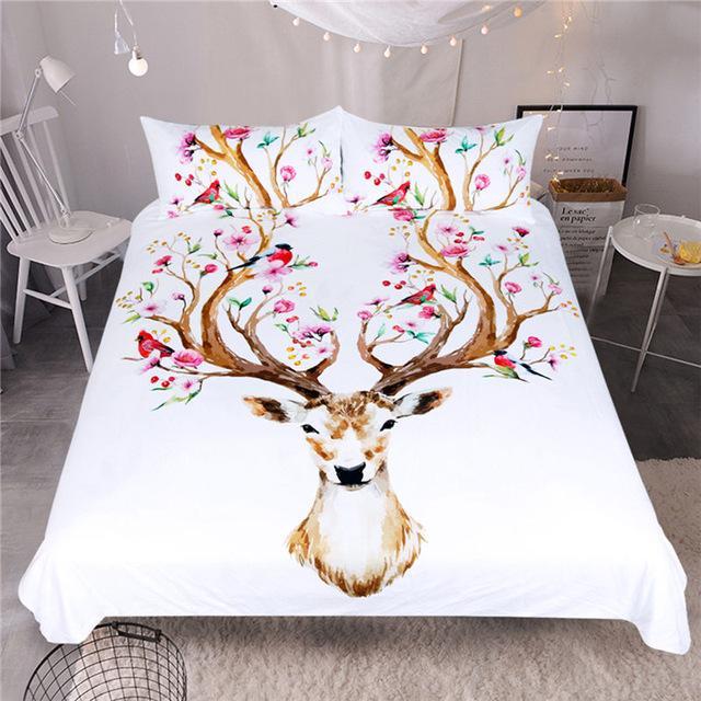 Elk Queen Floral Moose Animal Reindeer Bedspreads for Kids Deer Bedspread et 3D Customized Duvet Cover Bedding Sets