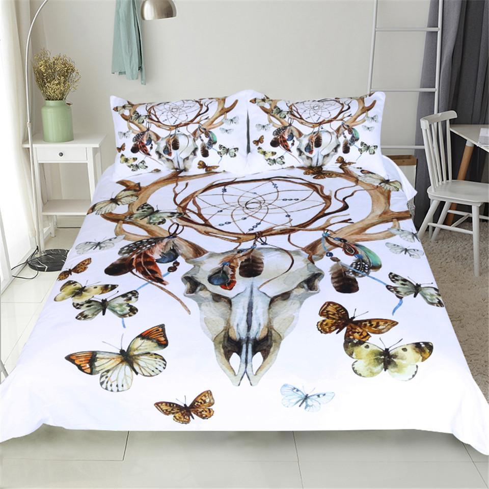 Elkkull & Butterflies Dreamcatcher 3D Customized Duvet Cover Bedding Sets