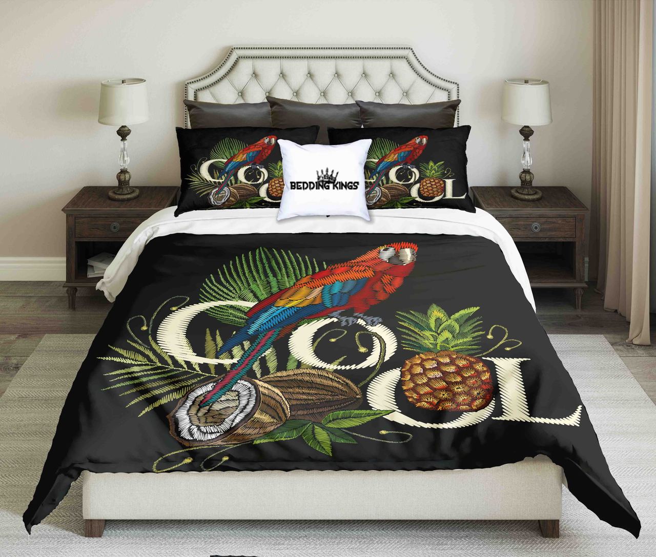 Embroidered Pattern Parrot Design | kings3D Customized Duvet Cover Bedding Sets