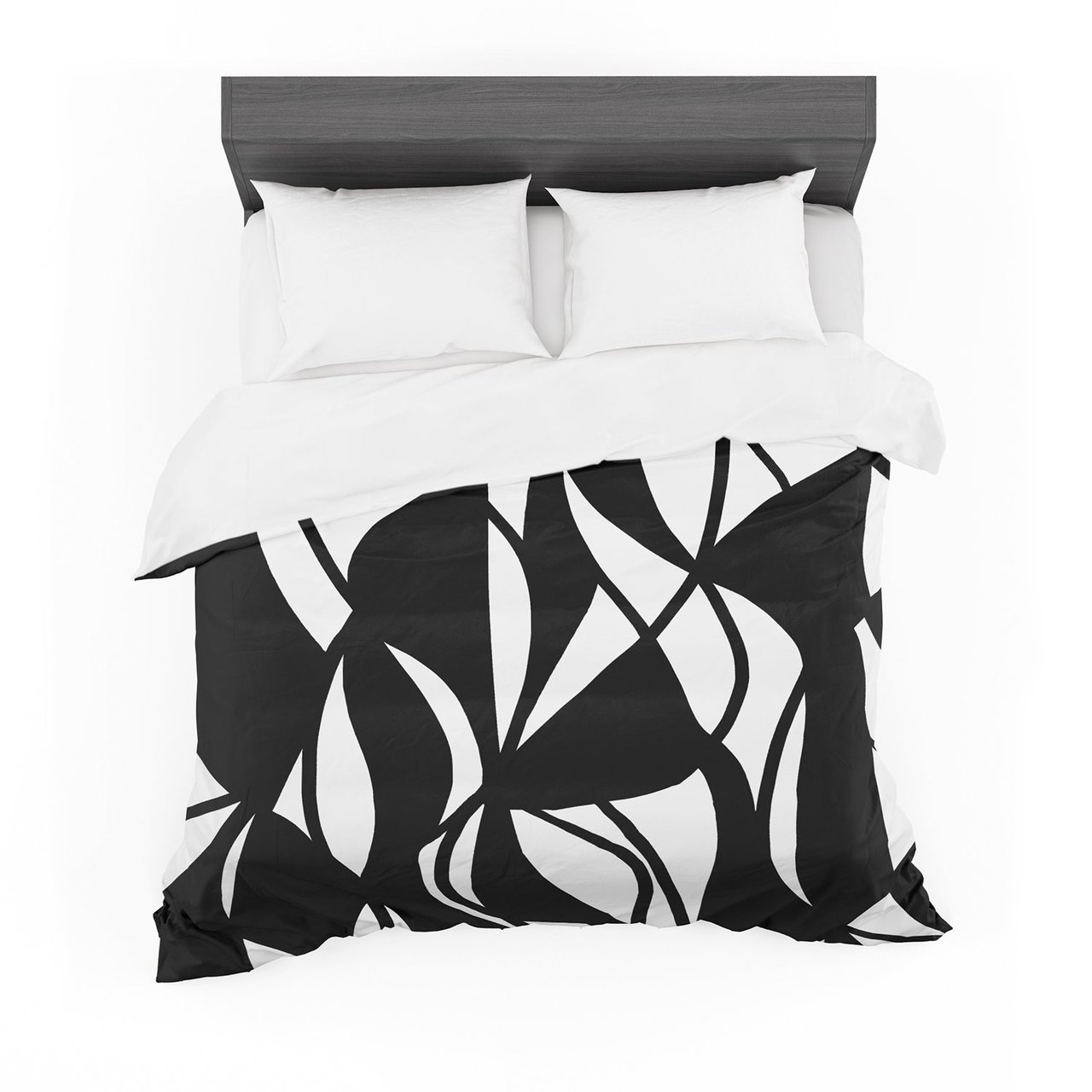 Emine Ortega ‘Sinuous’ Black White Featherweight3D Customized Duvet Cover Bedding Sets