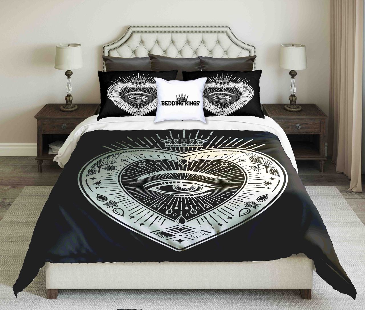 Eye Of Heart Black White | kings3D Customized Duvet Cover Bedding Sets