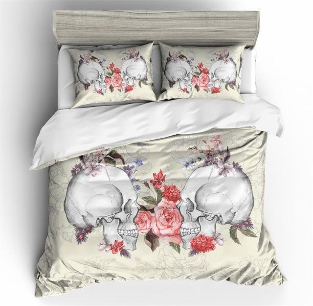 Face to Face Skull Flowers Duvet Cover Sets
