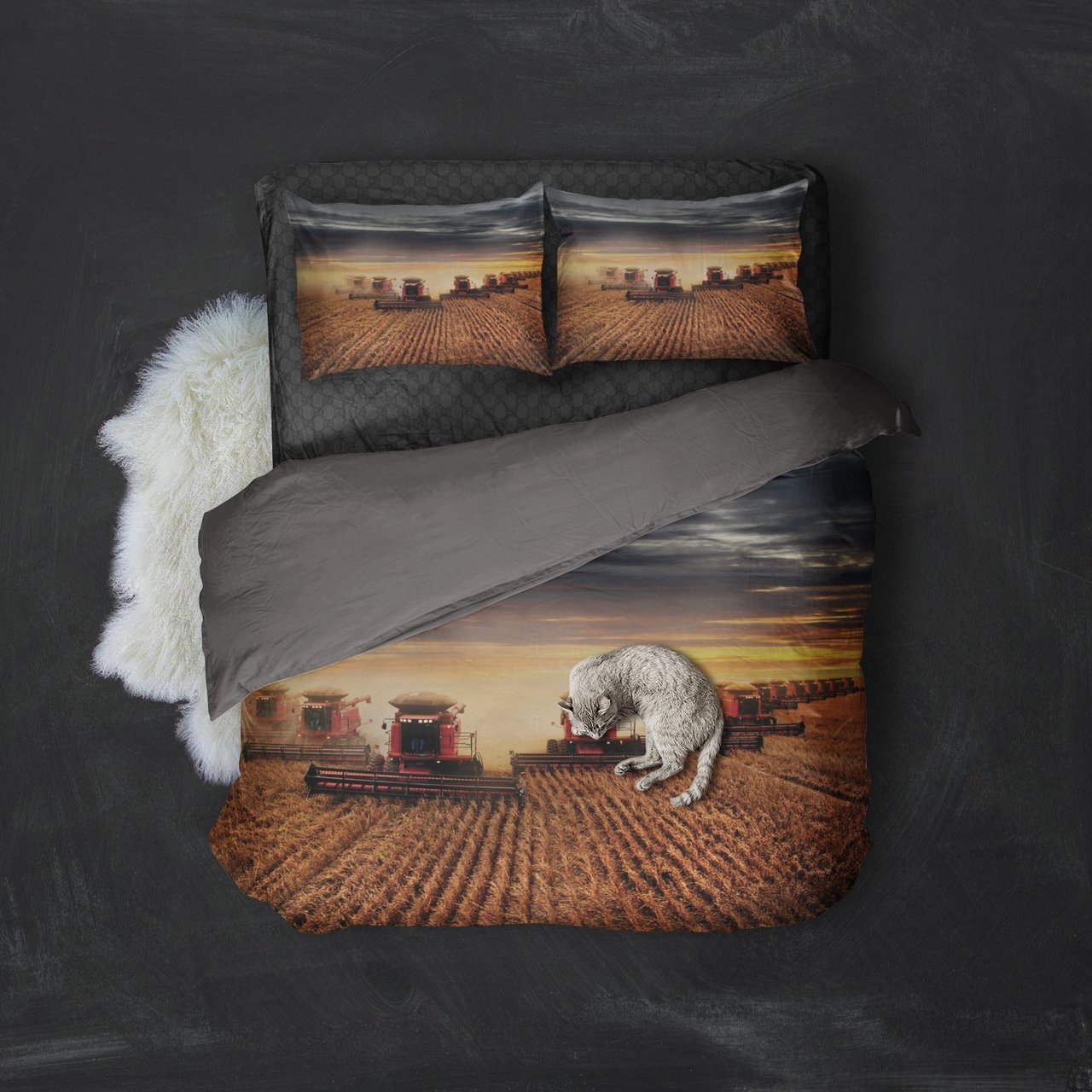 Farmer Red Rice Harvesters 3D Customized Duvet Cover Bedding Sets