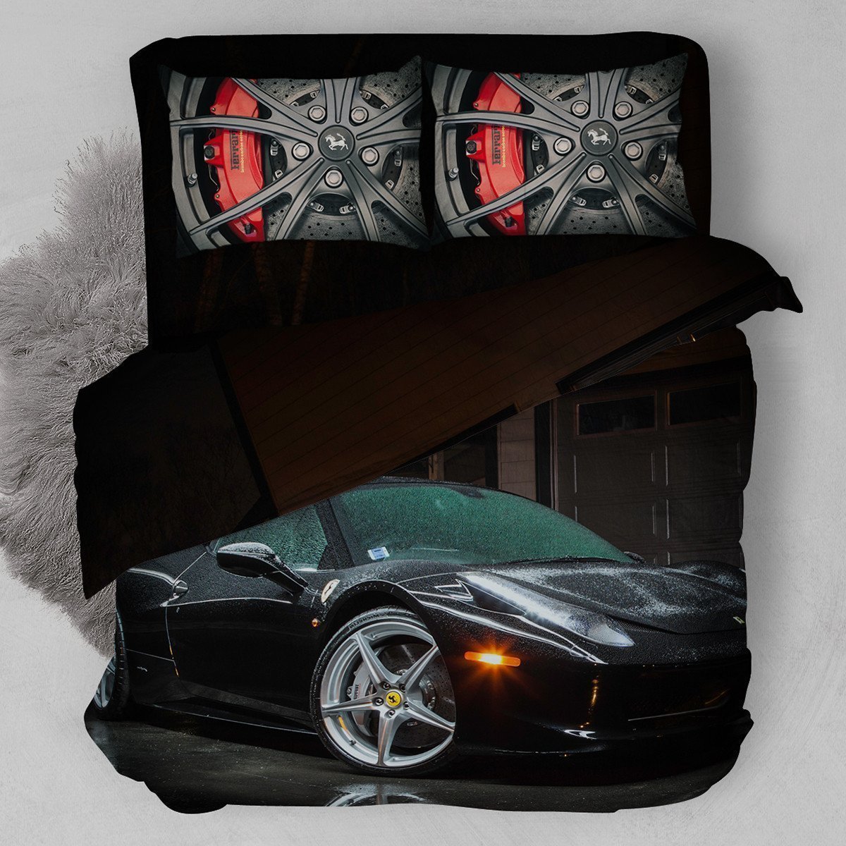 Ferrari 458 Italia Black Color Bedding Set