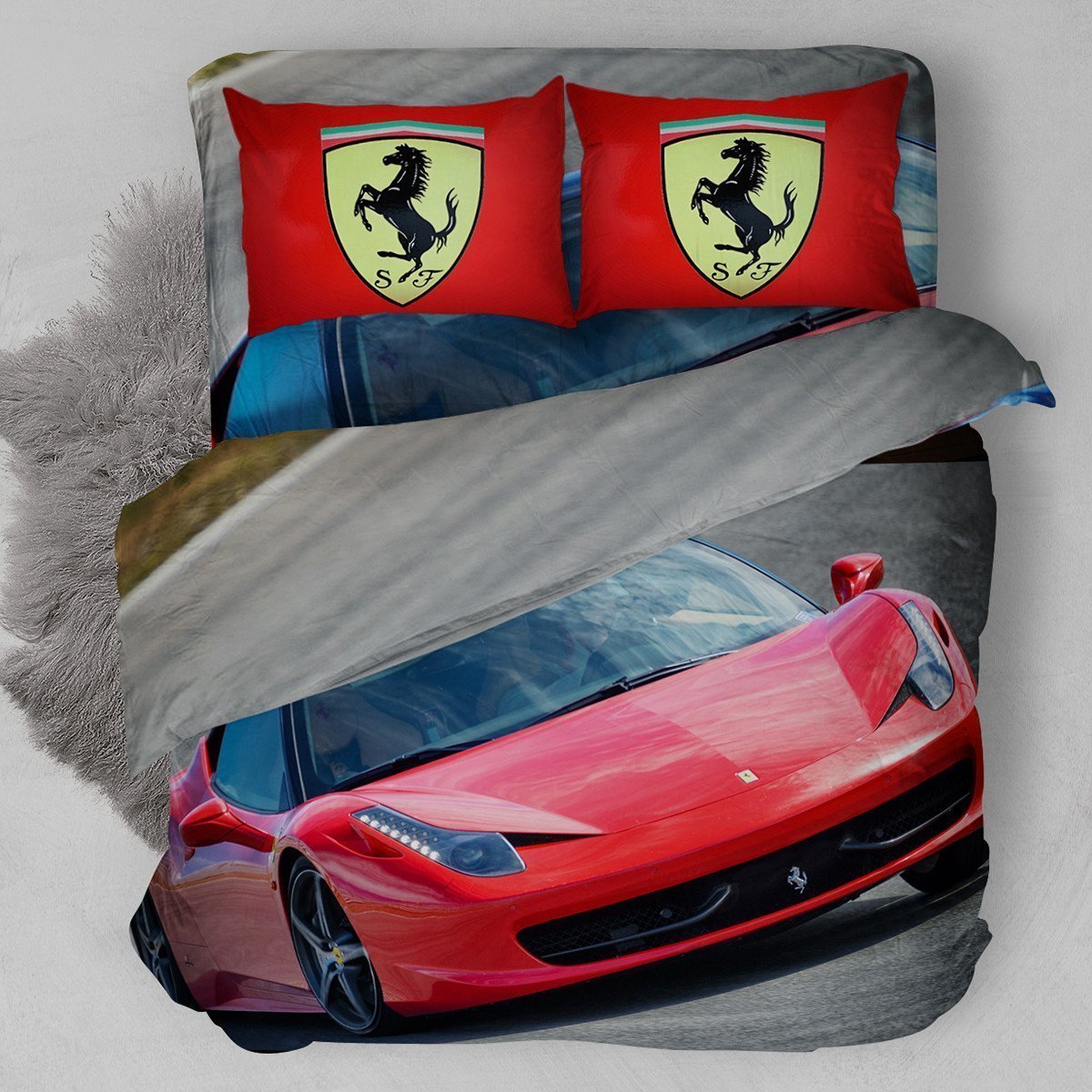Ferrari 458 Italia Red Color Bedding Set