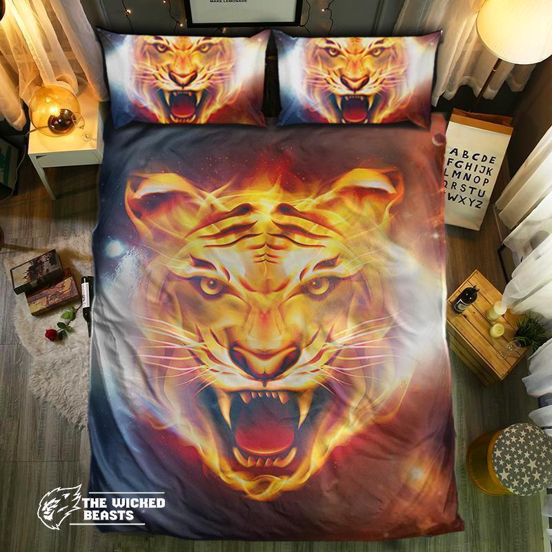 Fire And Ice Tiger3D Customized Duvet Cover Bedding Sets