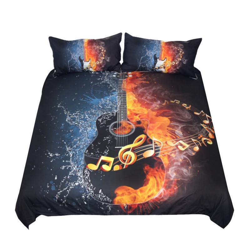 Fire and Water Guitar 3D 3D Customized Duvet Cover Bedding Sets