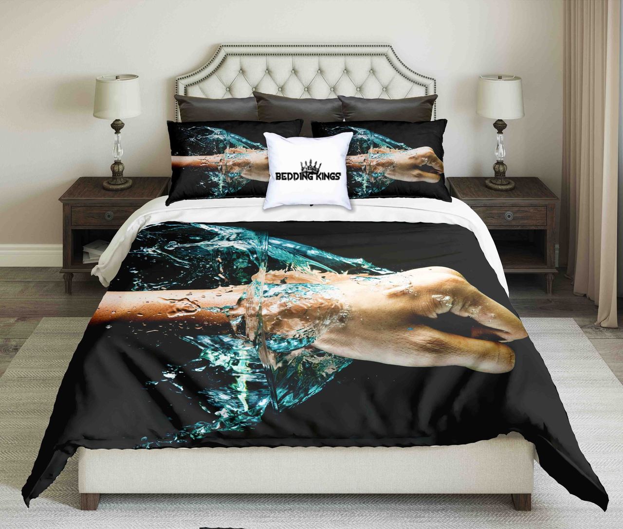 Fist Against Water On Black Background et | kings3D Customized Duvet Cover Bedding Sets